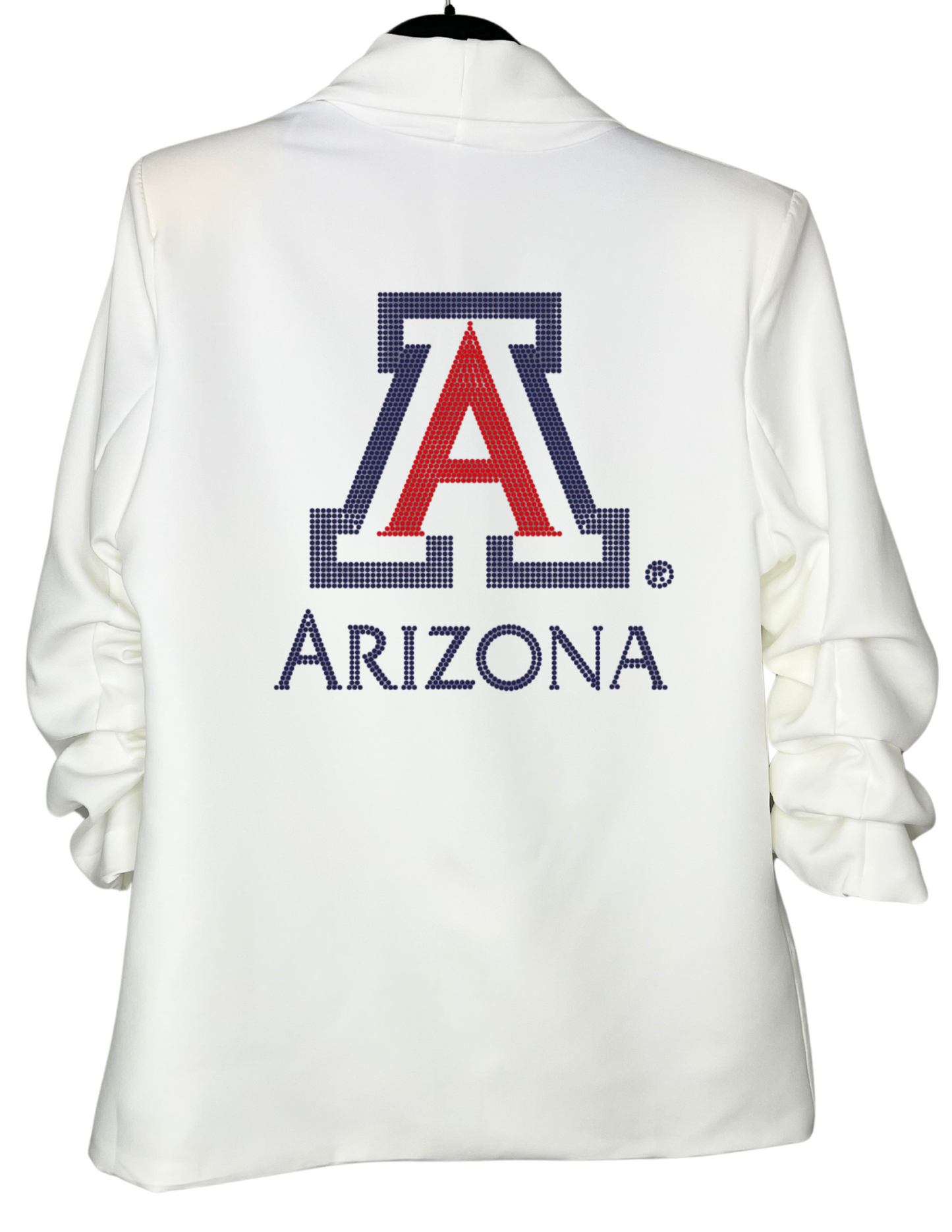 Licensed Game Day Blazer, White Ruched, Univ of Arizona Block A