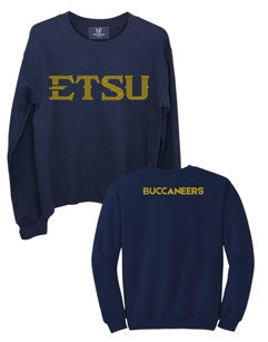 Licensed Game Day Sweatshirt, Crewneck Navy, East Tennessee State ETSU Buccaneers