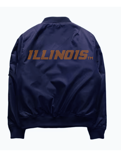 Licensed Game Day Jacket, Navy Bomber, University of Illinois Orange Illinois