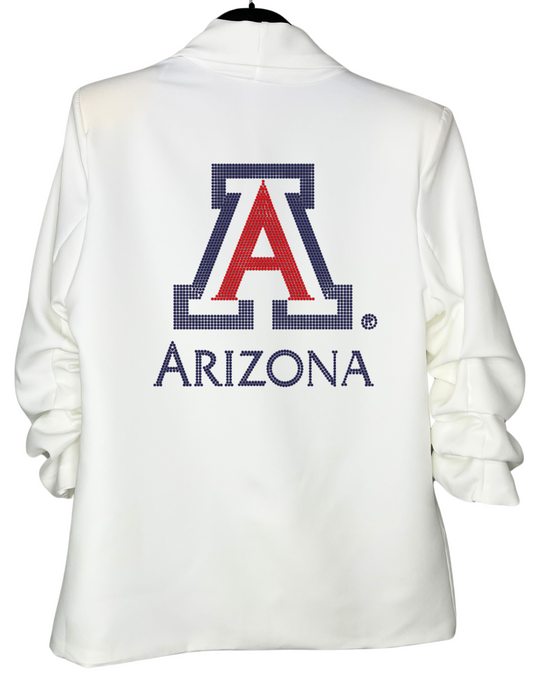 Licensed Game Day Blazer, White Ruched, Univ of Arizona Block A