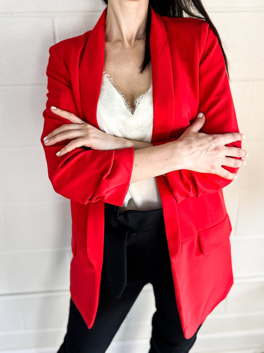 Licensed Game Day Blazer, Ruched Red, Texas Tech Wreck Em Tech Guns Up Hand