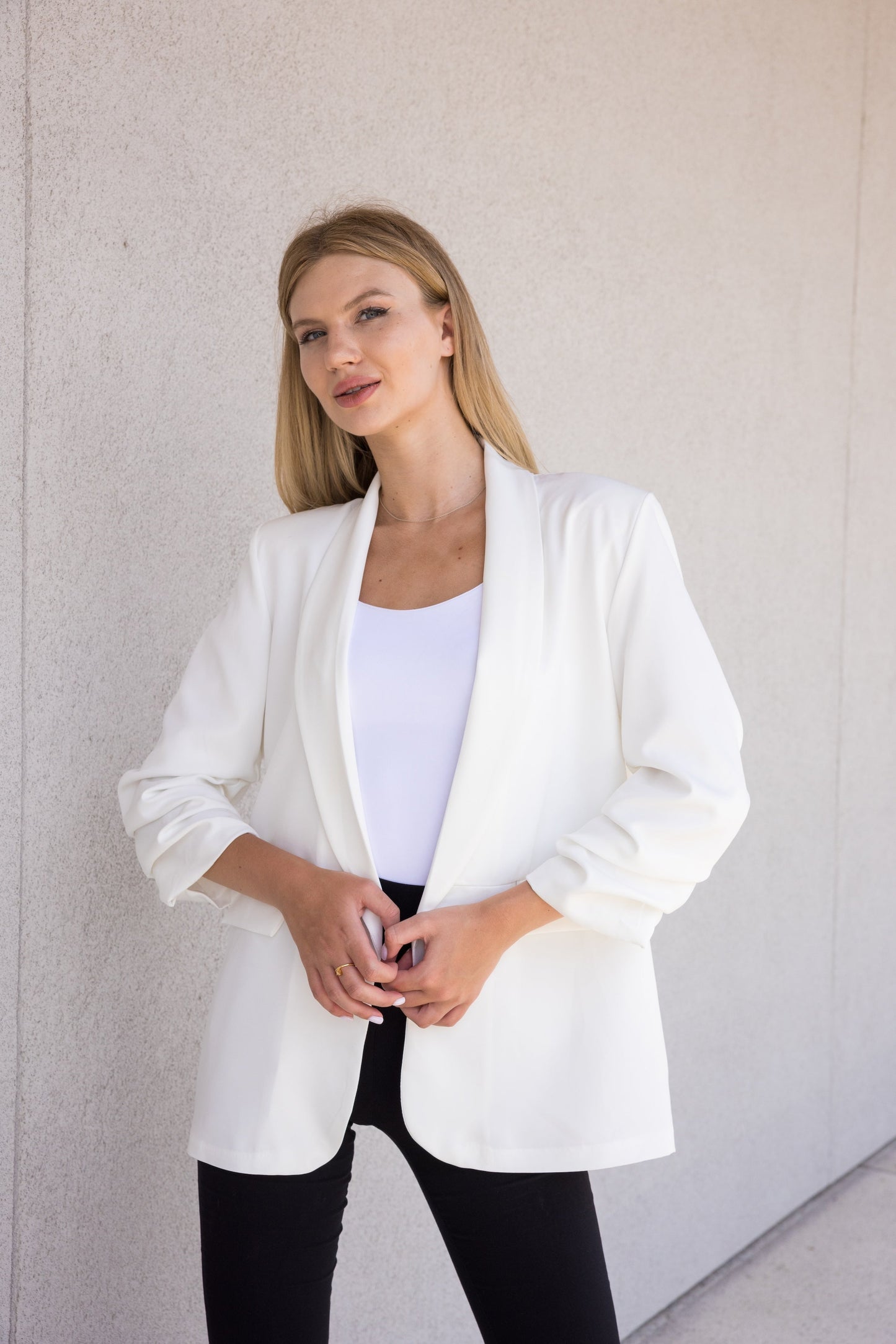 Licensed Game Day Blazer, White Ruched, Univ of Illinois Rounded Illinois I